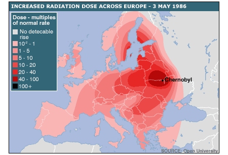 Resultado de imagen de radiación de chernobyl por europa